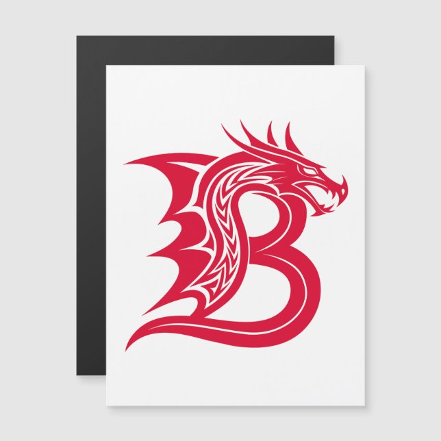 Invitación Magnética Dragon Styled Letter B, Dragon Alphabet, Monogram (Anverso/Reverso)