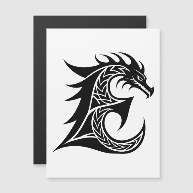 Invitación Magnética Dragon Styled Letter E, Dragon Alphabet, Monogram (Anverso/Reverso)