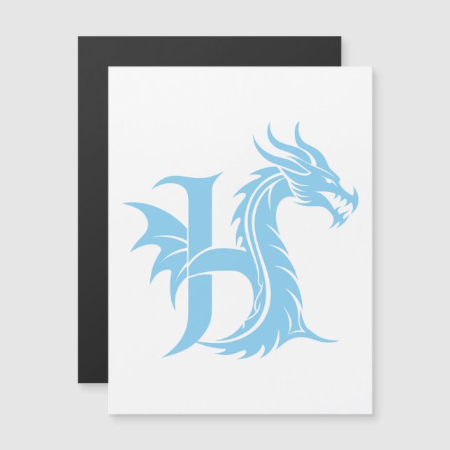 Invitación Magnética Dragon Styled Letter H, Dragon Alphabet, Monogram (Anverso/Reverso)