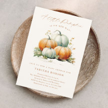 Ducha de bebé otoñal de una pequeña calabaza