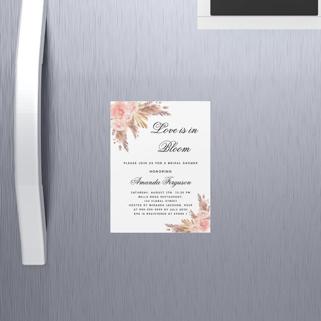 Invitación Magnética Ducha de novia amor flor pampas boho lujo (Subido por el creador)
