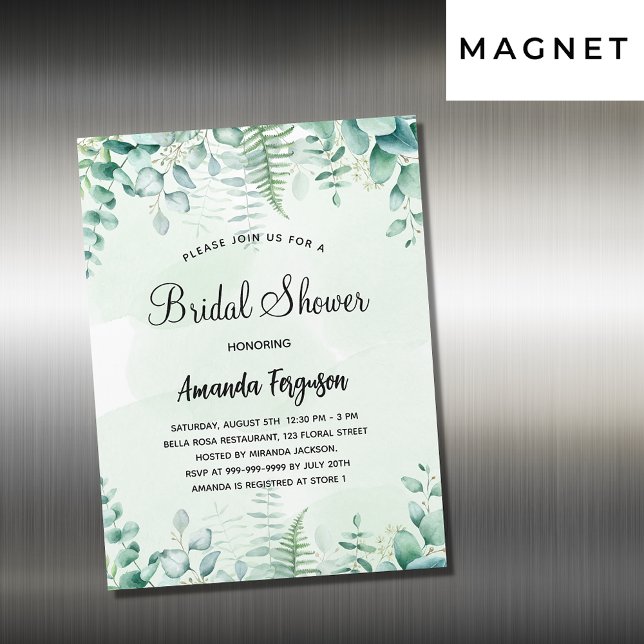 Invitación Magnética Ducha de novia lujo de eucalipto de madera (Subido por el creador)