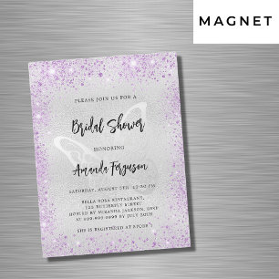 Invitación Magnética Ducha de novia lujoso violeta de plata mariposa