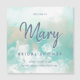 Invitación Magnética Ducha de novia moderna con guión turquesa