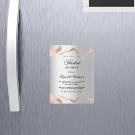 Invitación Magnética Ducha de novia rosa de plata mármol de oro