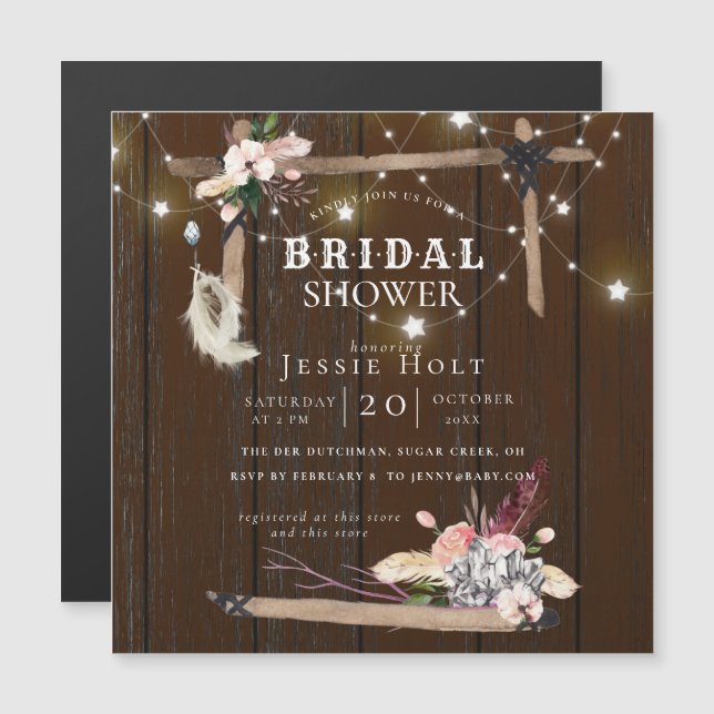 Invitación Magnética Ducha de novias del Boho Occidental (Anverso/Reverso)