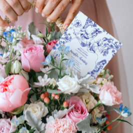 Invitación Magnética Ducha de novios Blue and White Toile de Jouy