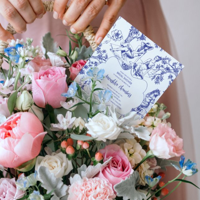 Invitación Magnética Ducha de novios Blue and White Toile de Jouy (Subido por el creador)