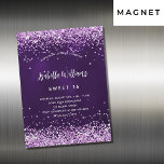 Invitación Magnética Dulce 16 purpurina rosa morado lujoso<br><div class="desc">Una invitación magnética moderna, elegante y glamorosa para una fiesta de 16 y 16 años de dulce. Un fondo de color violeta profundo con un falso purpurina rosado, confetti. El color púrpura es desigual. El nombre está escrito con una escritura de estilo con letras a mano moderna. Personalice y agregue...</div>