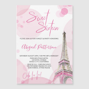 Invitación Magnética Dulces 16 Cumpleaños Fiesta temática de Paris en r