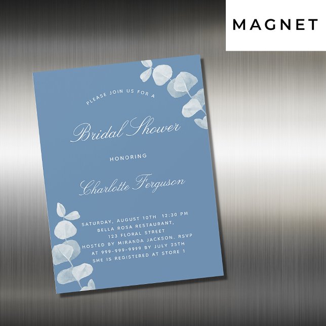 Invitación Magnética Duste eucalipto blanco azul brillante ducha de nov (Subido por el creador)