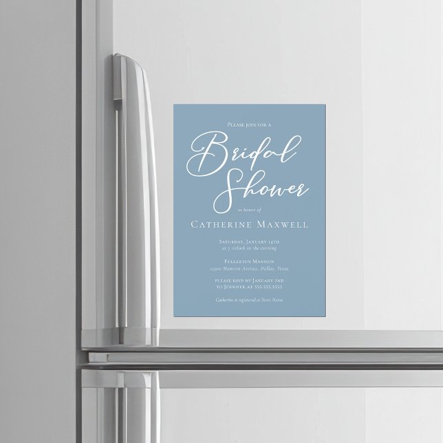 Invitación Magnética Dusty Blue Coastal Bridal Shower Personalized (Subido por el creador)