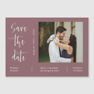 Invitación Magnética Dusty Purple Minimalista Save the Date Photo Magne