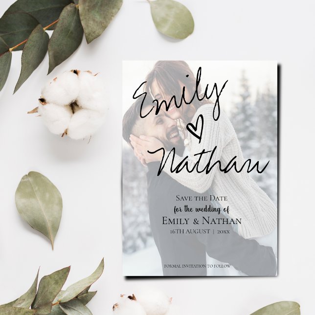 Invitación Magnética Efecto de falso Vellum Foto Boda Guardar la Fecha (Subido por el creador)