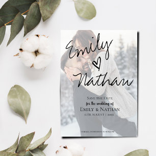 Invitación Magnética Efecto de Vellum Falso Foto Boda Guardar la Fecha