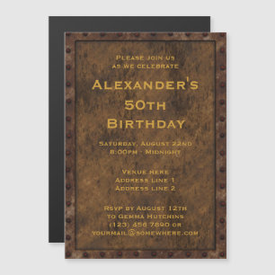 Invitación Magnética Efecto enmarcado de hierro 50 cumpleaños masculino
