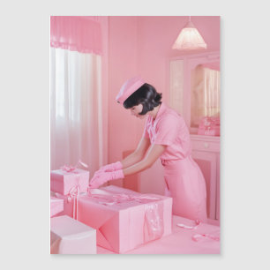Invitación Magnética El arte del envolvimiento de regalos rosados