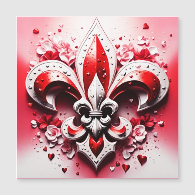 Invitación Magnética El día de San Valentín Fleur De Lis (Anverso)