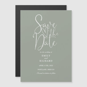 Invitación Magnética El guión moderno de la boda verde sabia salva la f