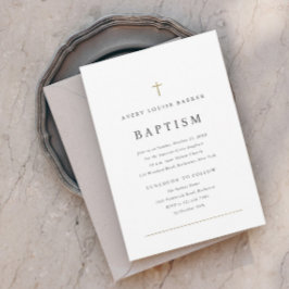 Invitación Magnética El oro mínimo simple cruza el bautismo religioso