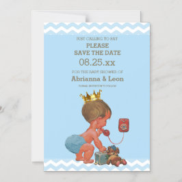 Invitación Magnética El pequeño príncipe al teléfono salva la fecha azu