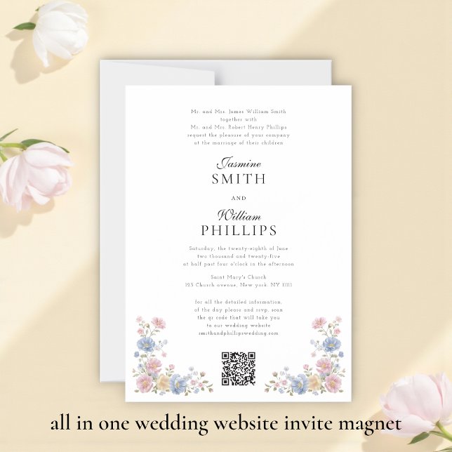Invitación Magnética Elegant all in one wedding website invite Magnet (Subido por el creador)