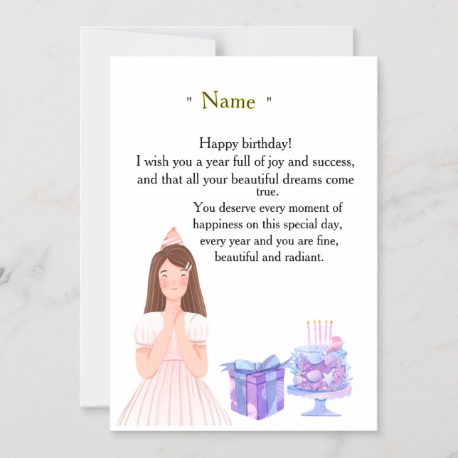Invitación Magnética Elegant Birthday Card for Her – Personalized Greet (Anverso)