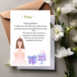 Invitación Magnética Elegant Birthday Card for Her – Personalized Greet