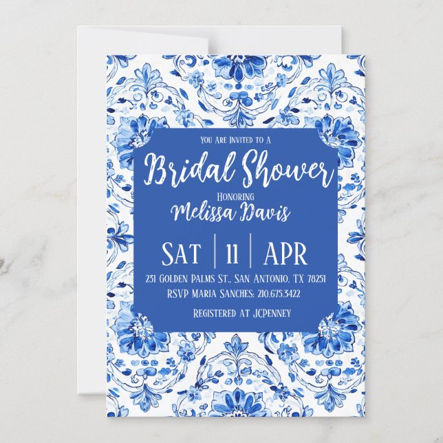 Invitación Magnética Elegant Chinoiserie Bridal Shower Invitation (Anverso)