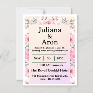 Invitación Magnética Elegant Floral Wedding Invitation | Editable