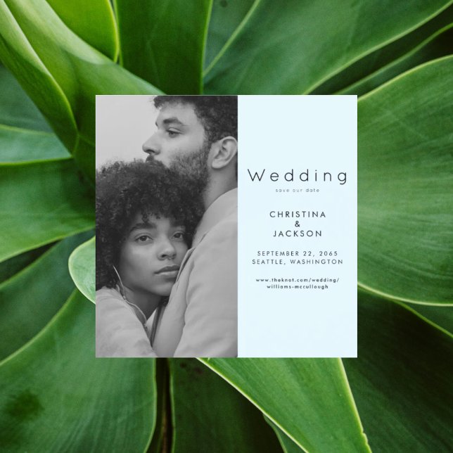 Invitación Magnética Elegant Icy Blue Photo Save the Date II (Subido por el creador)