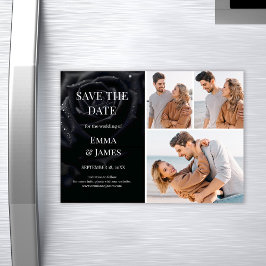 Invitación Magnética Elegant Midnight Rose Wedding Photo Save The Date