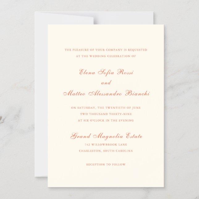 Invitación Magnética Elegant Terracotta Modern Classic Wedding (Anverso)