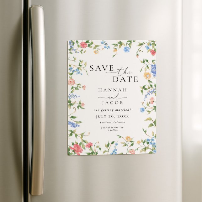 Invitación Magnética Elegant Wildflower Floral Wedding Save the Date (Subido por el creador)