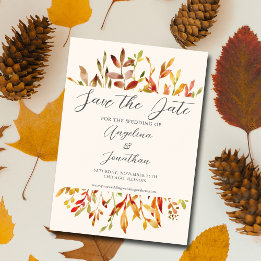 Invitación Magnética Elegante acuarela Autumn Leaves Pareja Foto