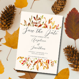 Invitación Magnética Elegante acuarela Autumn Leaves Pareja Foto