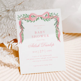 Invitación Magnética Elegante arco rosado con Baby Shower Chica verde