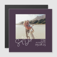 Elegante berenjena moderna Purple Save the Date Ph