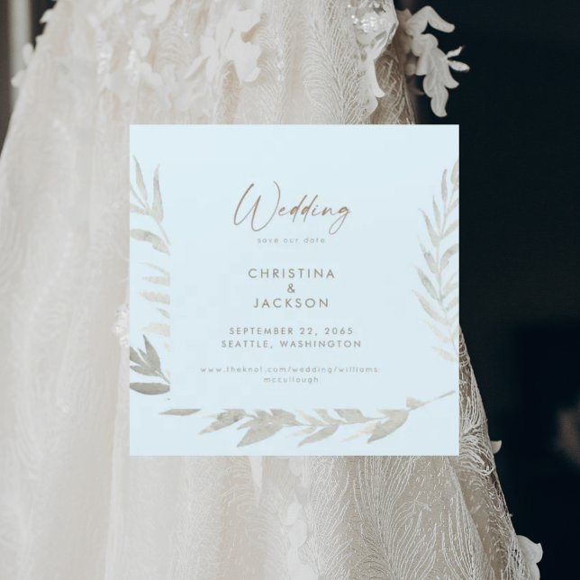 Invitación Magnética Elegante boda azul helada salva la fecha (Subido por el creador)