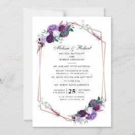 Invitación Magnética Elegante Boda botánico floral morado