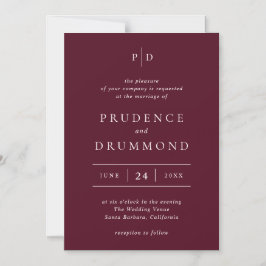 Invitación Magnética Elegante Boda Clásica de Borgoña Profundo