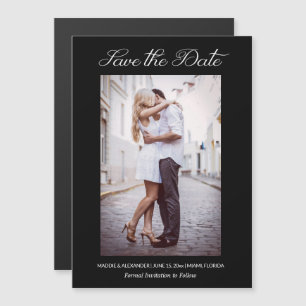 Invitación Magnética Elegante Boda Compromiso Foto de Black Save Date