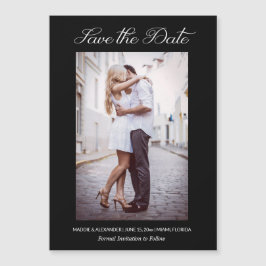 Invitación Magnética Elegante Boda Compromiso Foto de Black Save Date