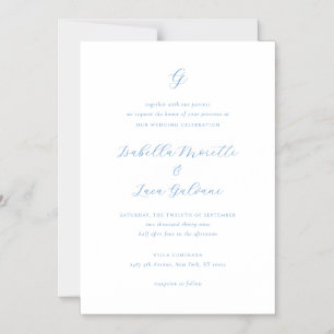 Invitación Magnética Elegante Boda Costera Chic de Azul y Blanco