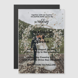 Invitación Magnética Elegante Boda de fotografía de borde blanco y negr