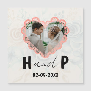 Invitación Magnética Elegante Boda de fotografías en monograma con escr