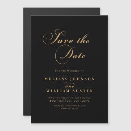 Invitación Magnética Elegante boda de oro negro salva la fecha
