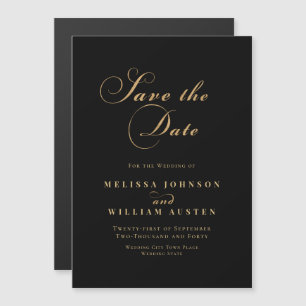 Invitación Magnética Elegante boda de oro negro salva la fecha