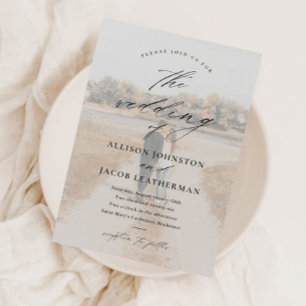 Invitación Magnética Elegante Boda de superposición de foto manuscrita