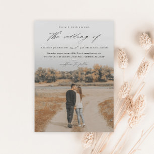 Invitación Magnética Elegante Boda de superposición de foto manuscrita